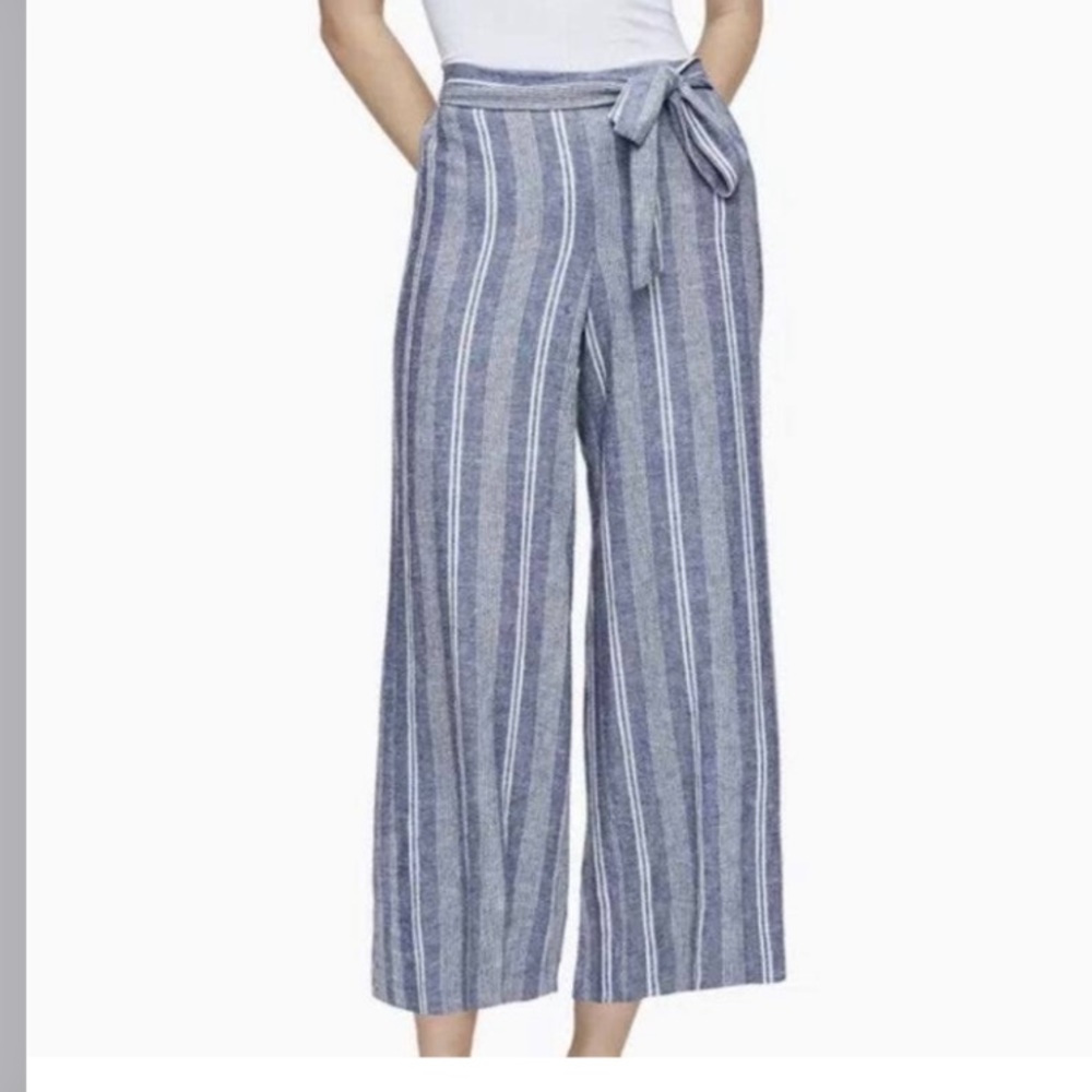 Calvin Klein Linen Chambray Stripe cropped pants